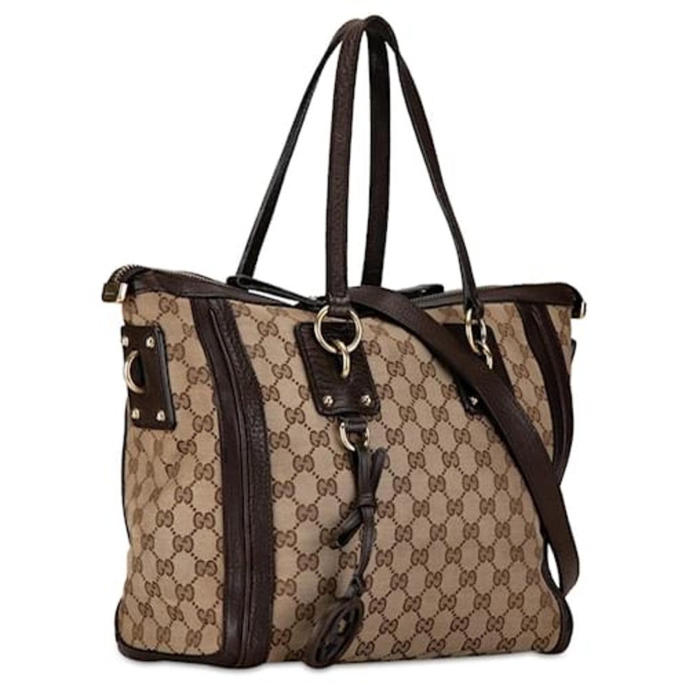 GUCCI CROSSBODY TOTE Borsa charm in tela GG marrone Gucci - Picture 3 of 11